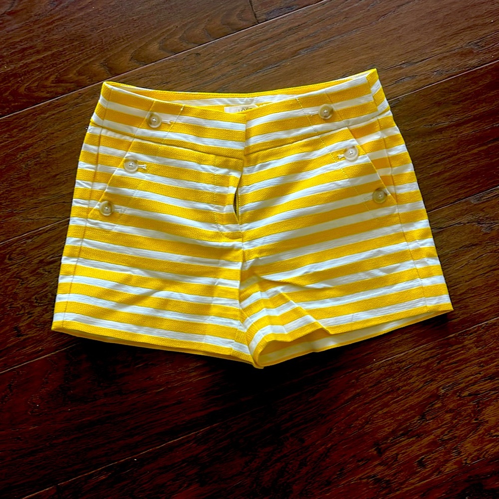 Ann Taylor Loft Sz 2 Yellow and White Striped Shorts